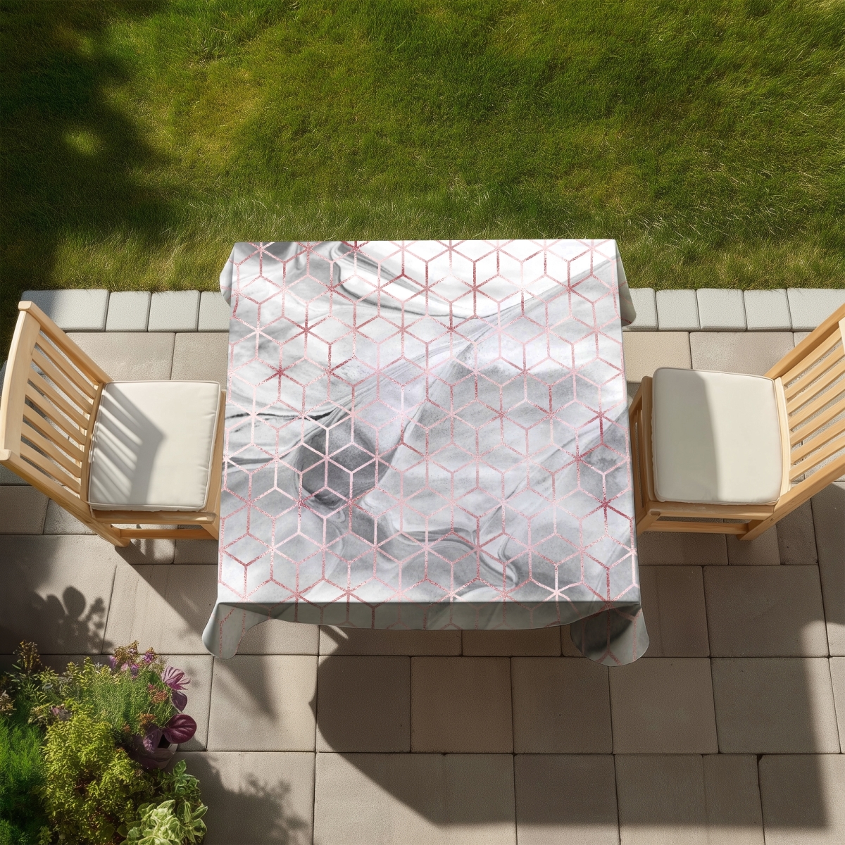 Picture of Begin Home Decor C1TC5858RVLZ5R 58 x 58 in. Symmetry Modern Patterns Tablecloth for Indoor Outdoor Decor