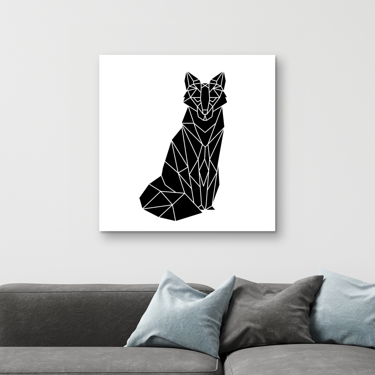C1RC3232E9N1P9 32 x 32 in. Geometric Fox - Black & White Canvas for Bedroom Decor