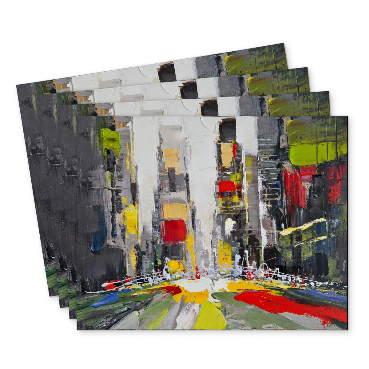 Picture of Begin Home Decor C4PP1418HL82DU 14 x 18 in. Abstract Texturized Cityscape Polyester Placemat - Home Decor - Set of 4