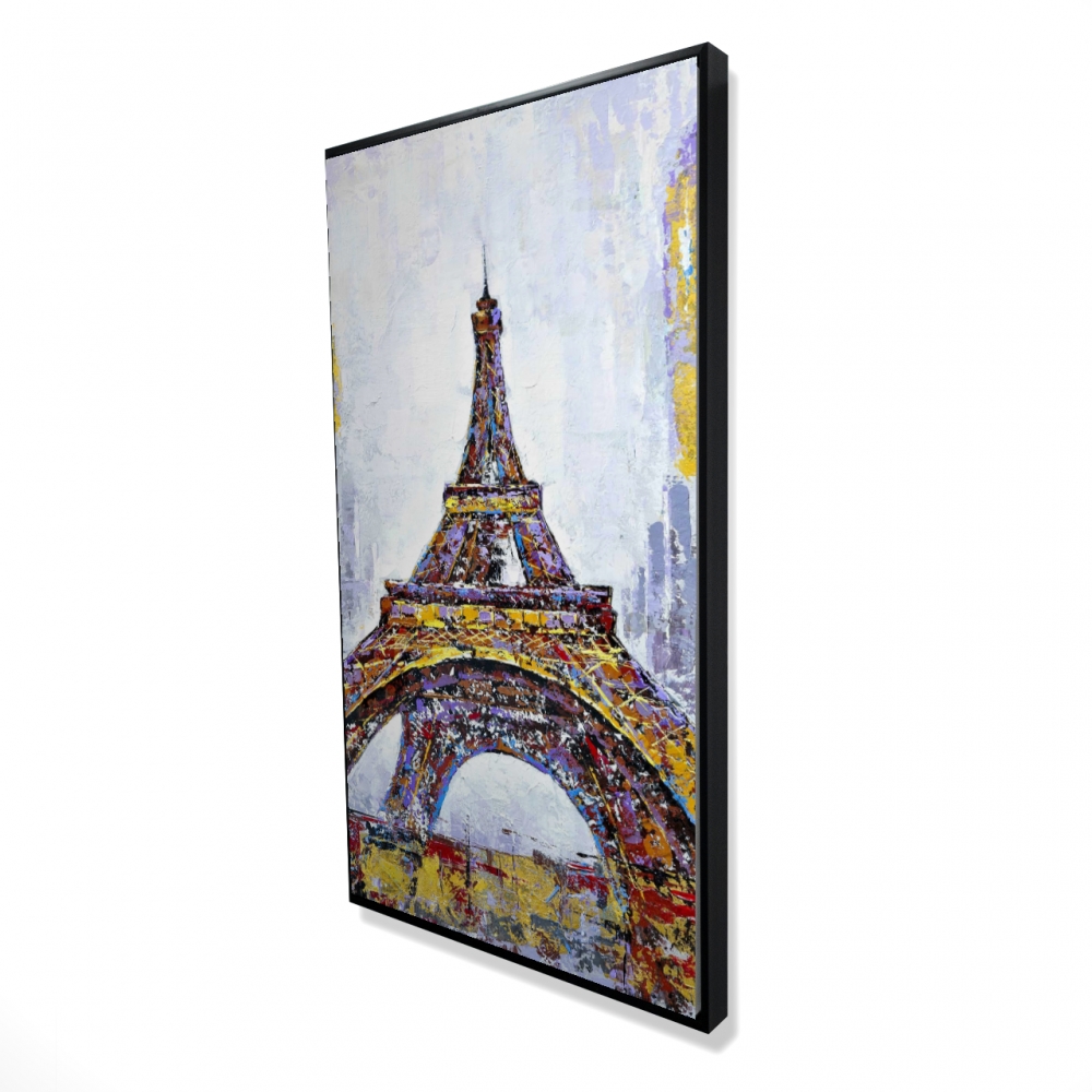 2081-4824-CI46 24 x 48 in. Abstract Paint Splash Eiffel Tower - Framed Canvas Decor