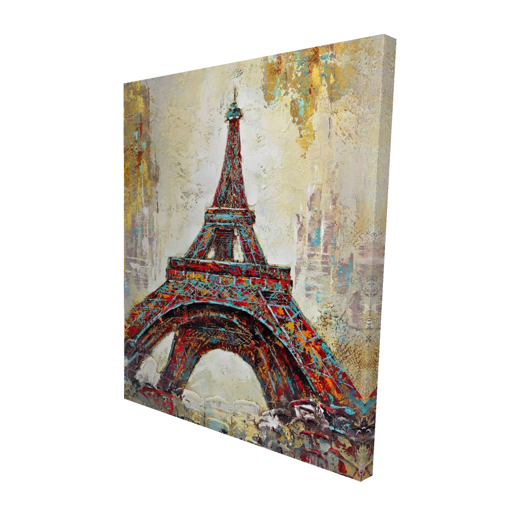 2080-6048-CI47 48 x 60 in. Abstract Eiffel Tower - Yellow Building Canvas for Home Decor