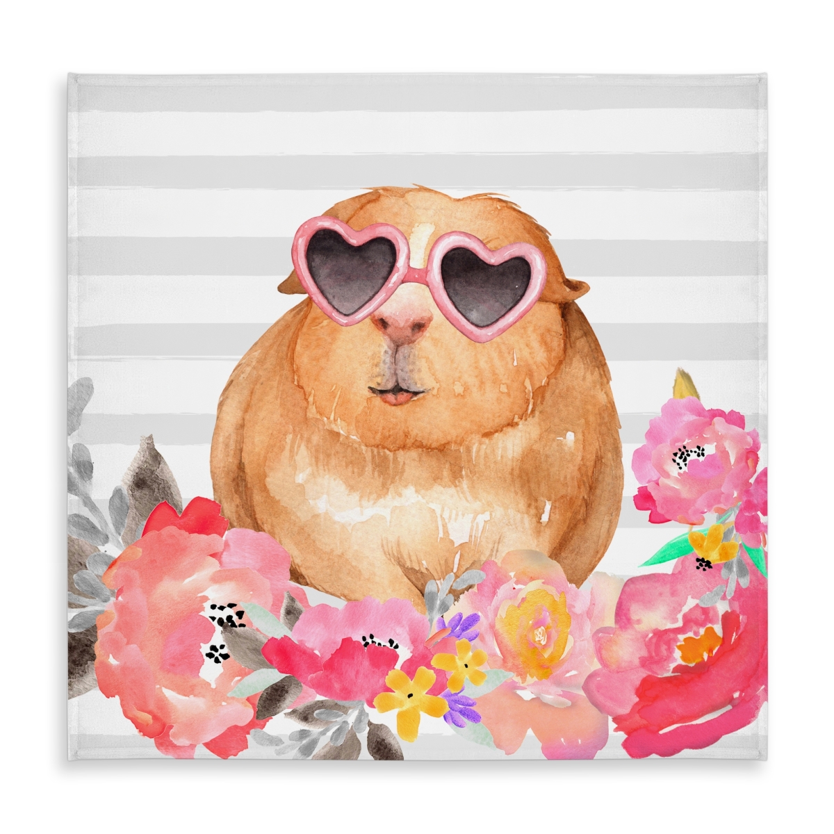 Picture of Begin Home Decor C1TC5858PRBIXW 58 x 58 in. Guinea Pig with Glasses Tablecloth - Flowers Bedroom Decor