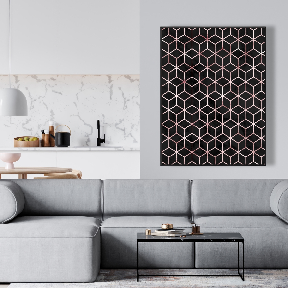 C1FC3648U97EF2 36 x 48 in. Symmetry - Abstract Pattern Framed Canvas for Home Decor