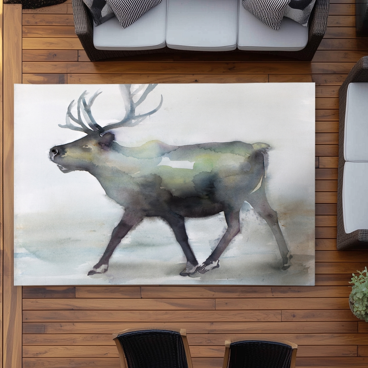 C1ROAR57P7QVOI 5 x 7 ft. Caribou Livingroom Holidays Outdoor Area Rug for Home Decor - Rectangle
