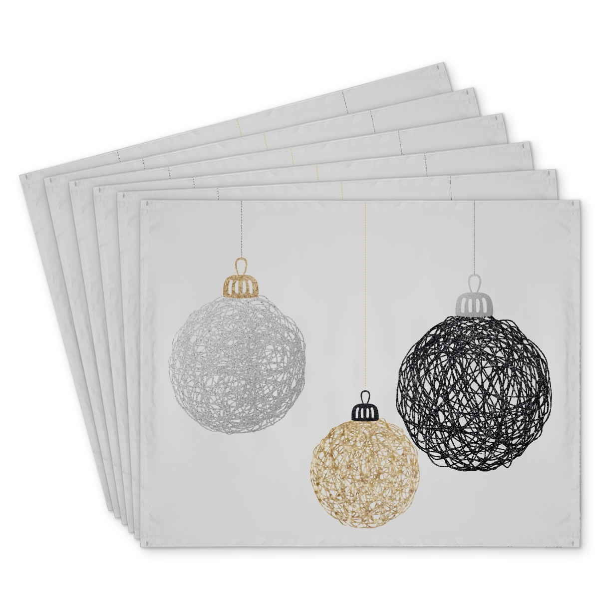 Picture of Begin Home Decor C6PP1418FMULMA 14 x 18 in. Three Christmas Balls Polyester Placemat - Home Decor Essentials - Set of 6