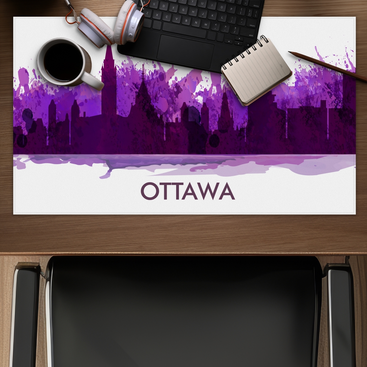 C1DM1424K4L3SL 14 x 24 in. Paint Splash Silhouette of Ottawa - Cities Office Gaming Mat