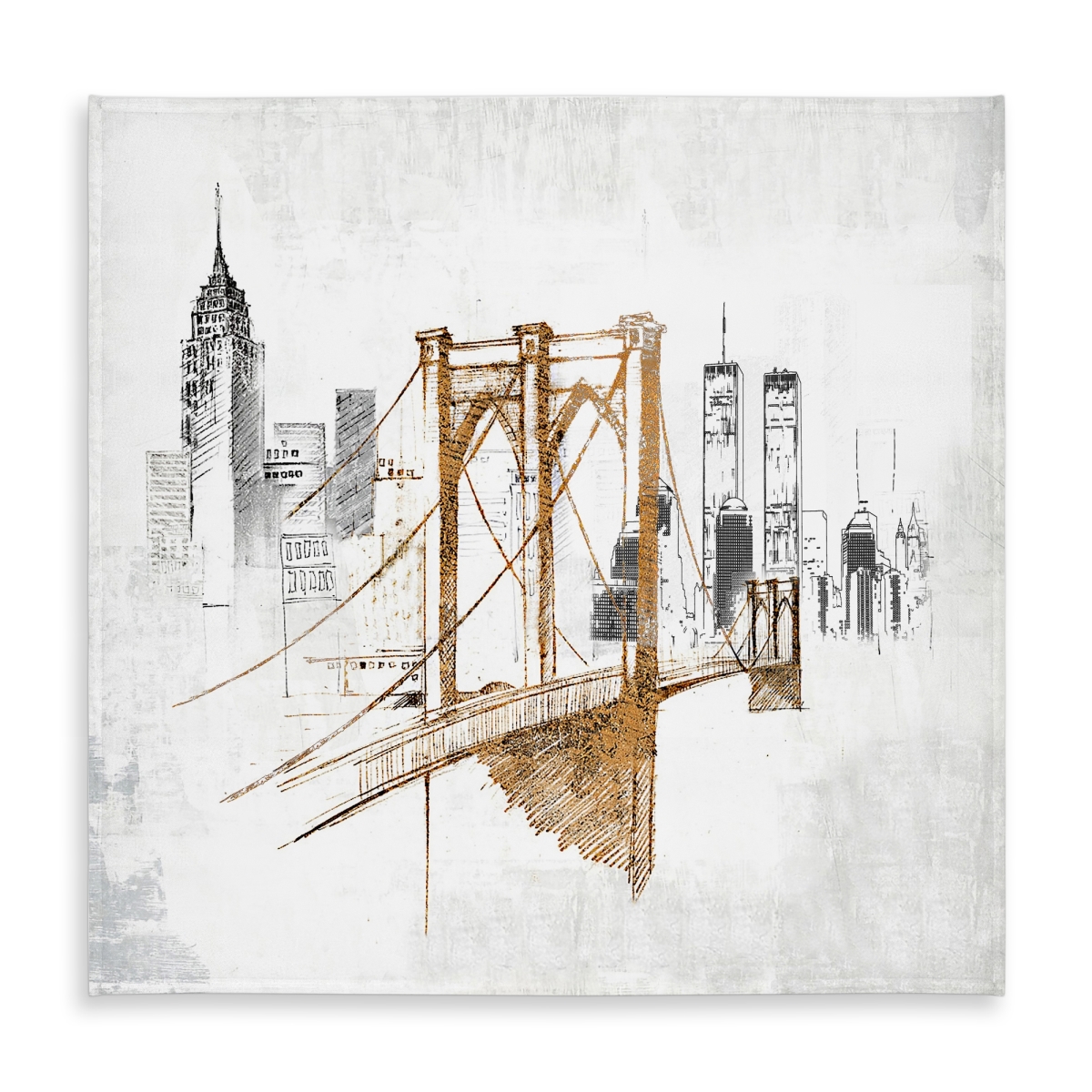 Picture of Begin Home Decor C1TC5858WZG9E1 58 x 58 in. Brooklyn Bridge Blurry Sketch Tablecloth - Home Decor Accent