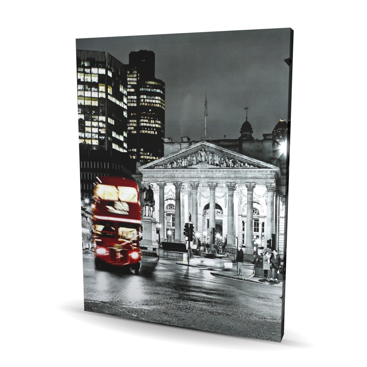 C1RC3648GRZ8XI 36 x 48 in. Grayscale Pantheon with Red Bus - Hyperrealist Canvas Art