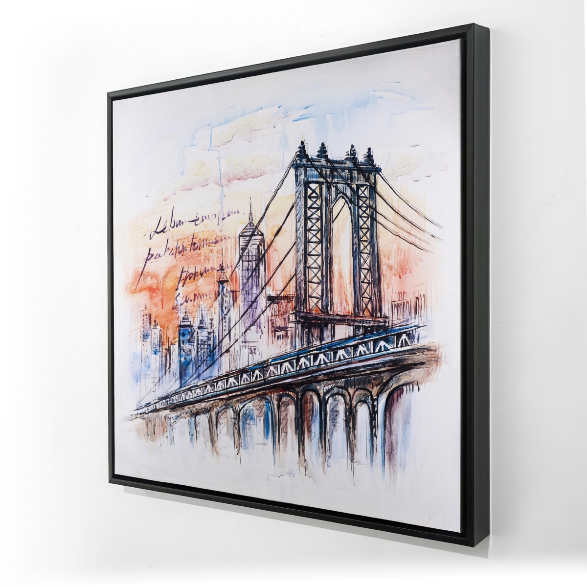 C1FC36361KAZYA 36 x 36 in. Bridge Sketch - Office Illustrative Framed Canvas Decor