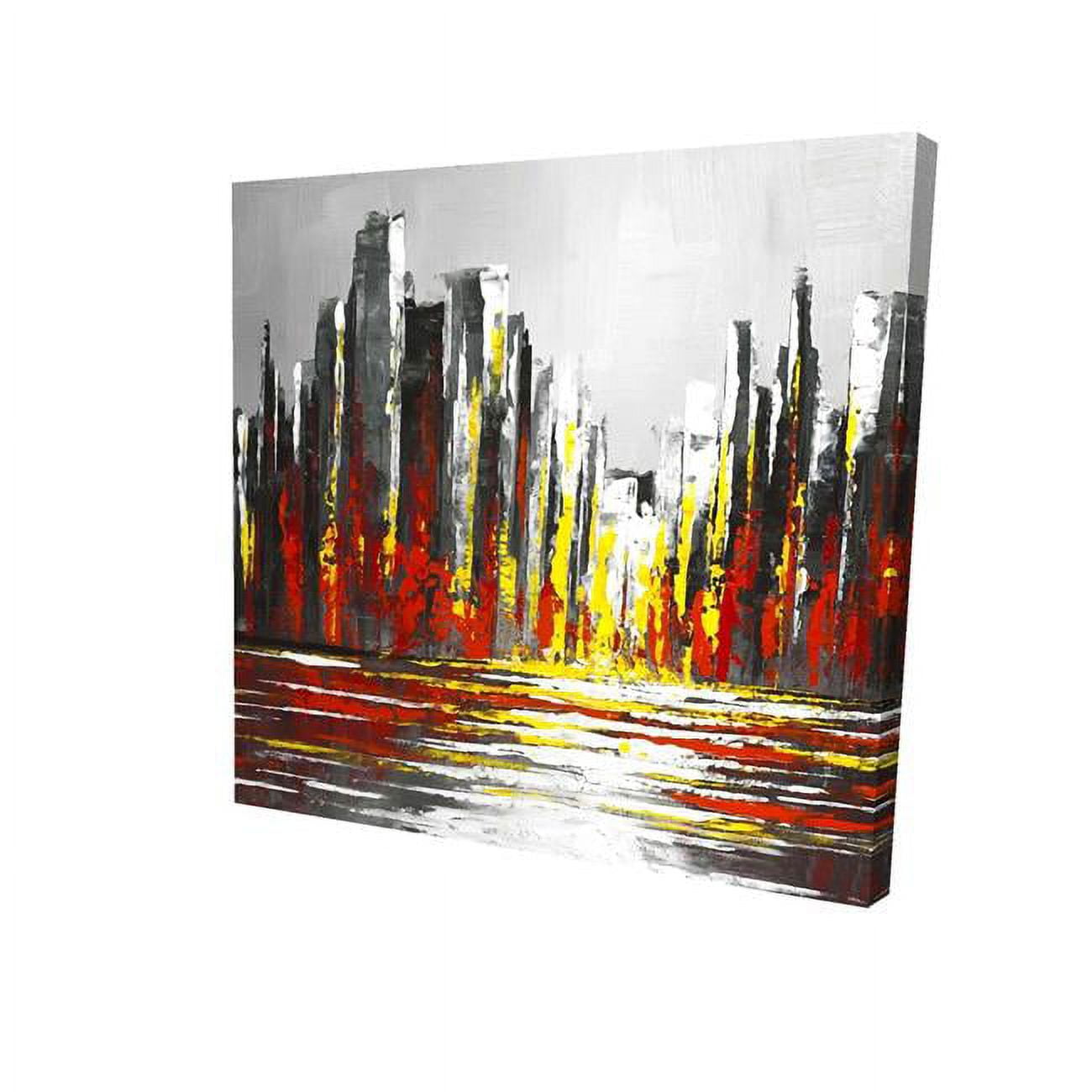 8 x 8 in. Abstract Red Skyline-Print on Canvas