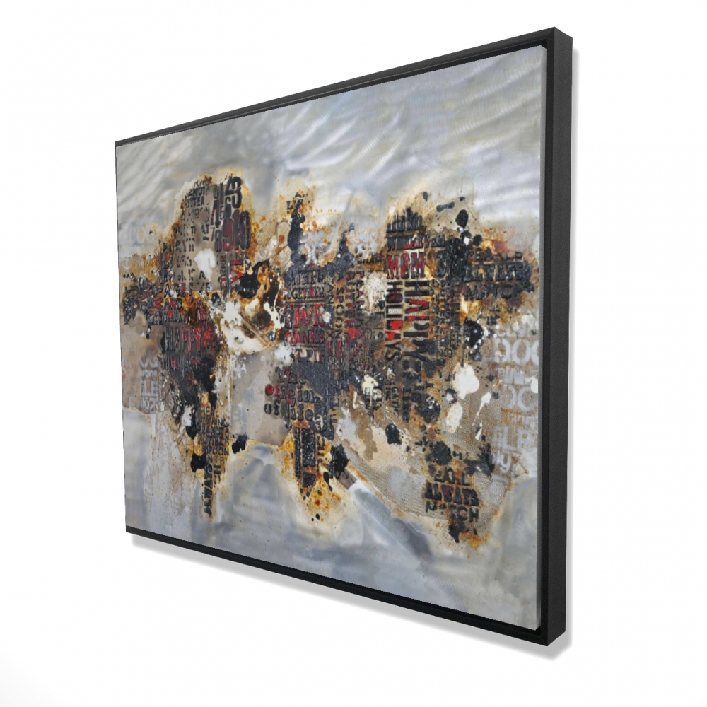 2081-4860-CI145 48 x 60 in. Texturized World Map with Typography - Modern Bedroom Canvas