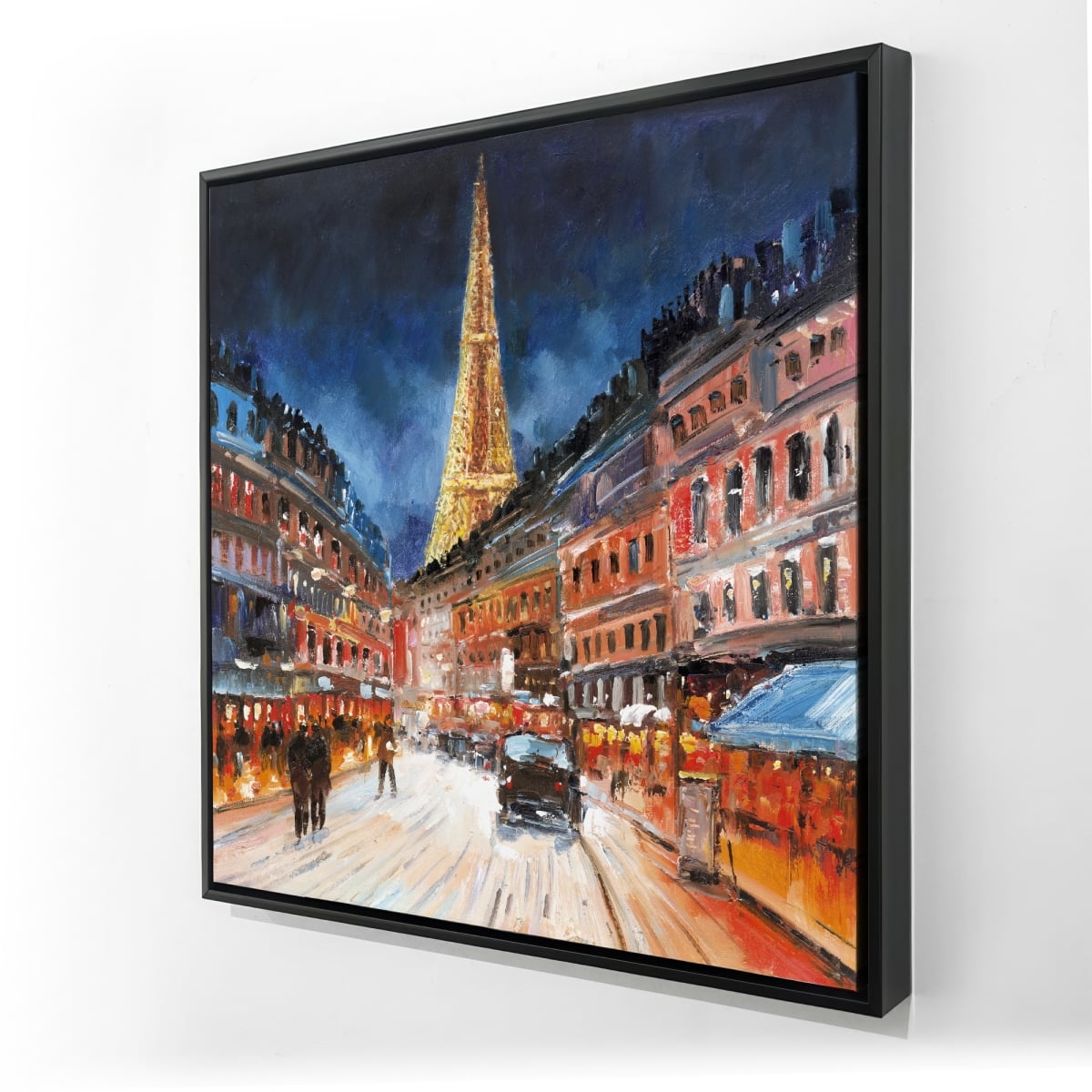 C1FC3636BF22XE 36 x 36 in. Illuminated Paris - Framed Canvas Bedroom Street Scenery Decor