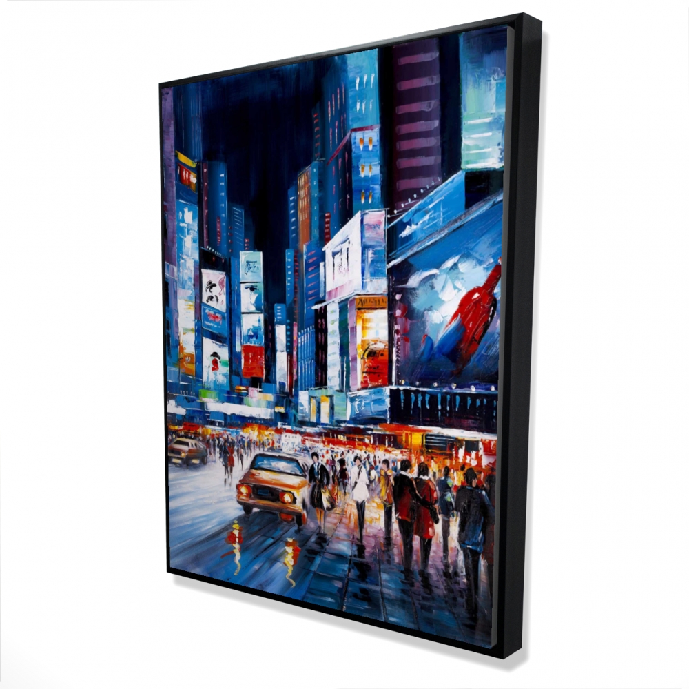 2081-4836-CI183 36 x 48 in. Times Square Perspective - Car Contemporary Framed Canvas Art