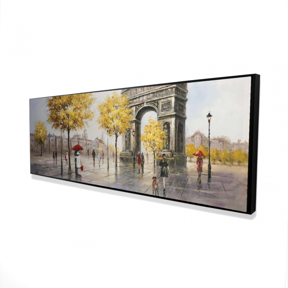 2081-2060-CI184 20 x 60 in. Arc De Triomphe To Paris - Yellow Modern Framed Canvas Art