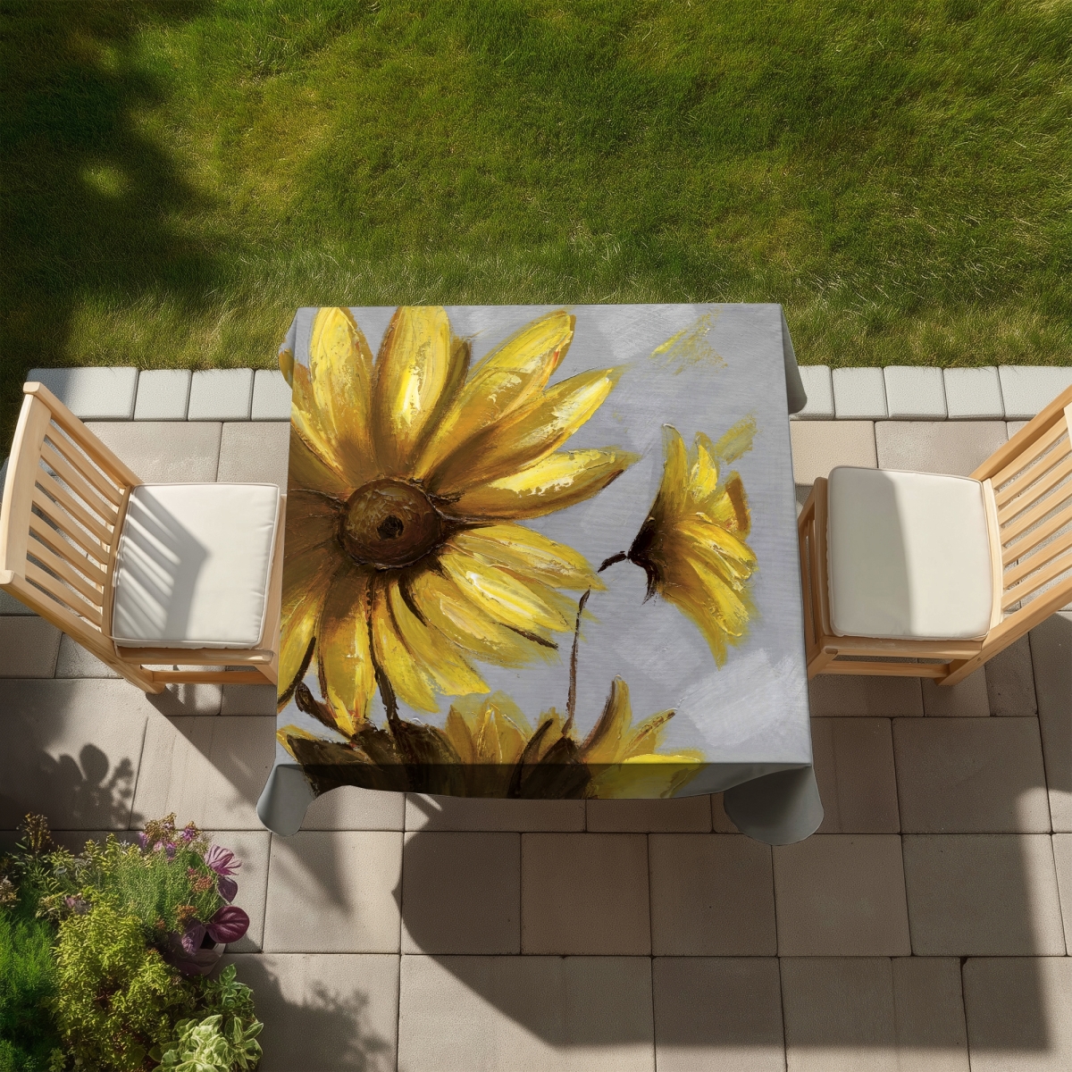 Picture of Begin Home Decor C1TC5858QR0CB1 58 x 58 in. Mountain Arnica Flowers Tablecloth - Contemporary Livingroom Decor