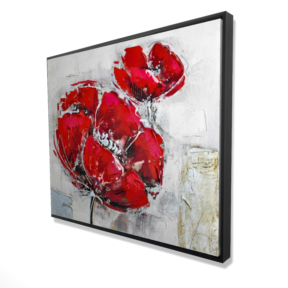 2081-4860-FL14 48 x 60 in. Abstract & Texturized Red Flowers - Modern Office Canvas Decor