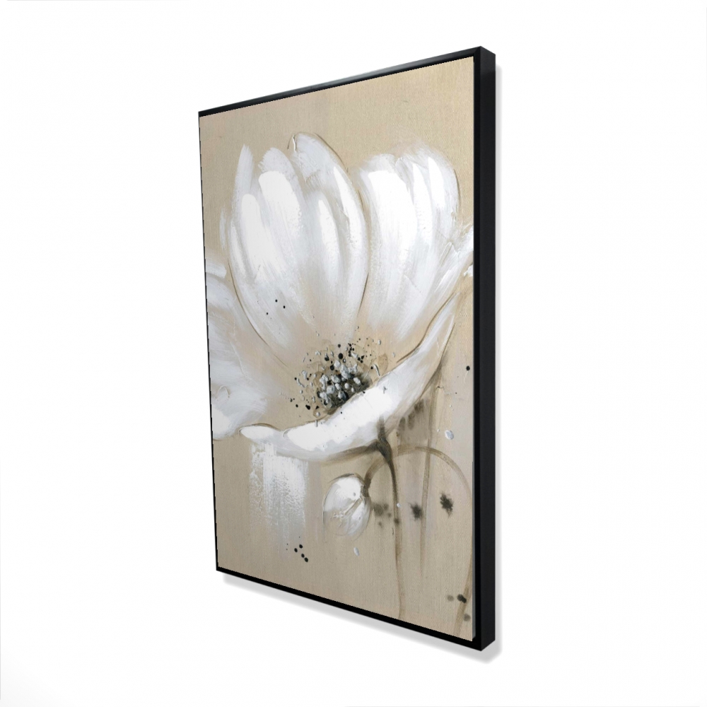 2081-3624-FL25 24 x 36 in. White Abstract Wild Flower - Framed Canvas Home Decor