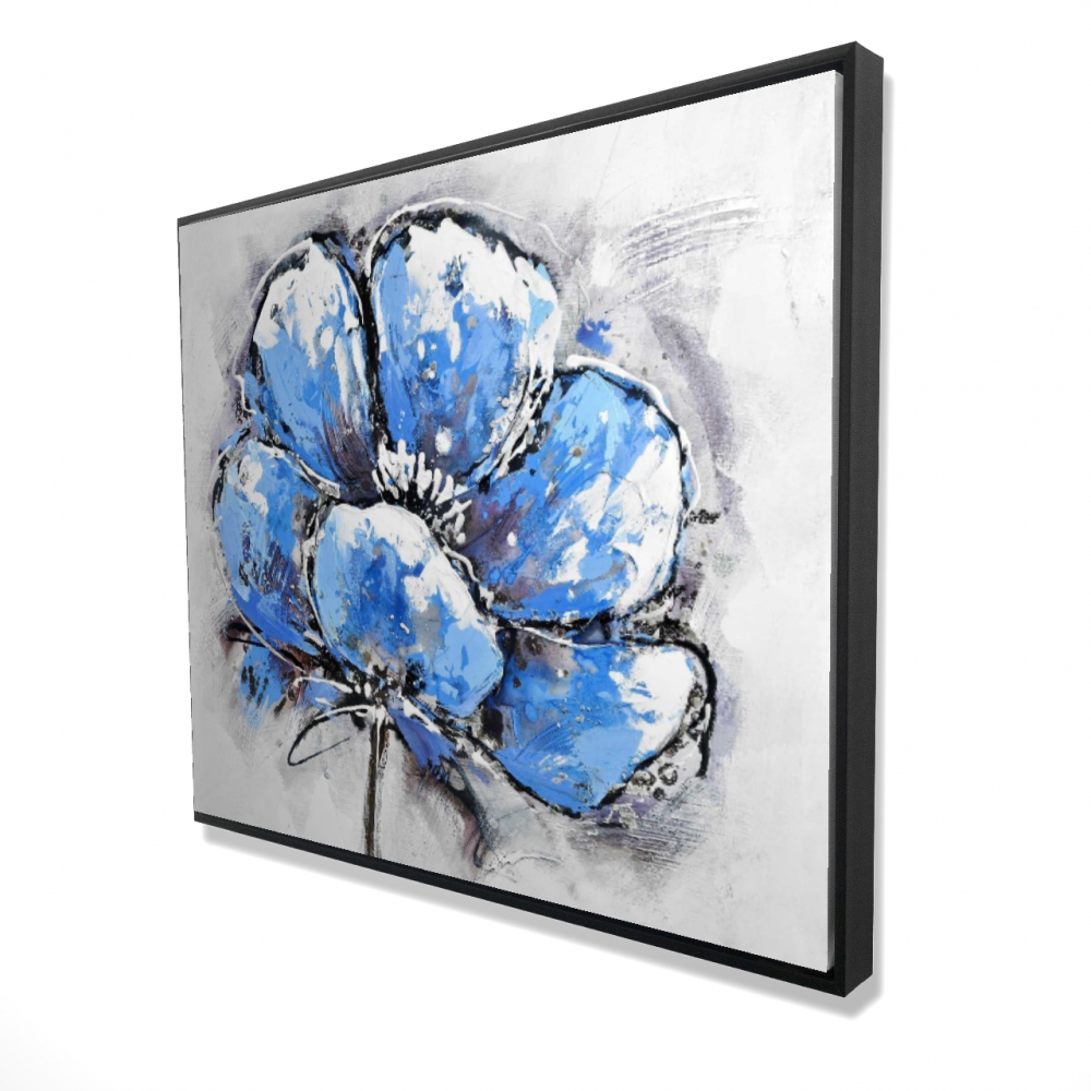 2081-4860-FL27 48 x 60 in. Abstract Blue Petals - Framed Canvas for Bathroom Decor
