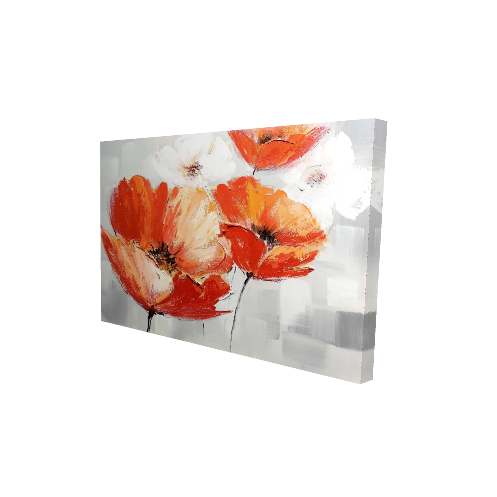 2080-2436-FL56-CR 24 x 36 in. Red Wild Flowers in the Wind - Contemporary Canvas Art - Decor