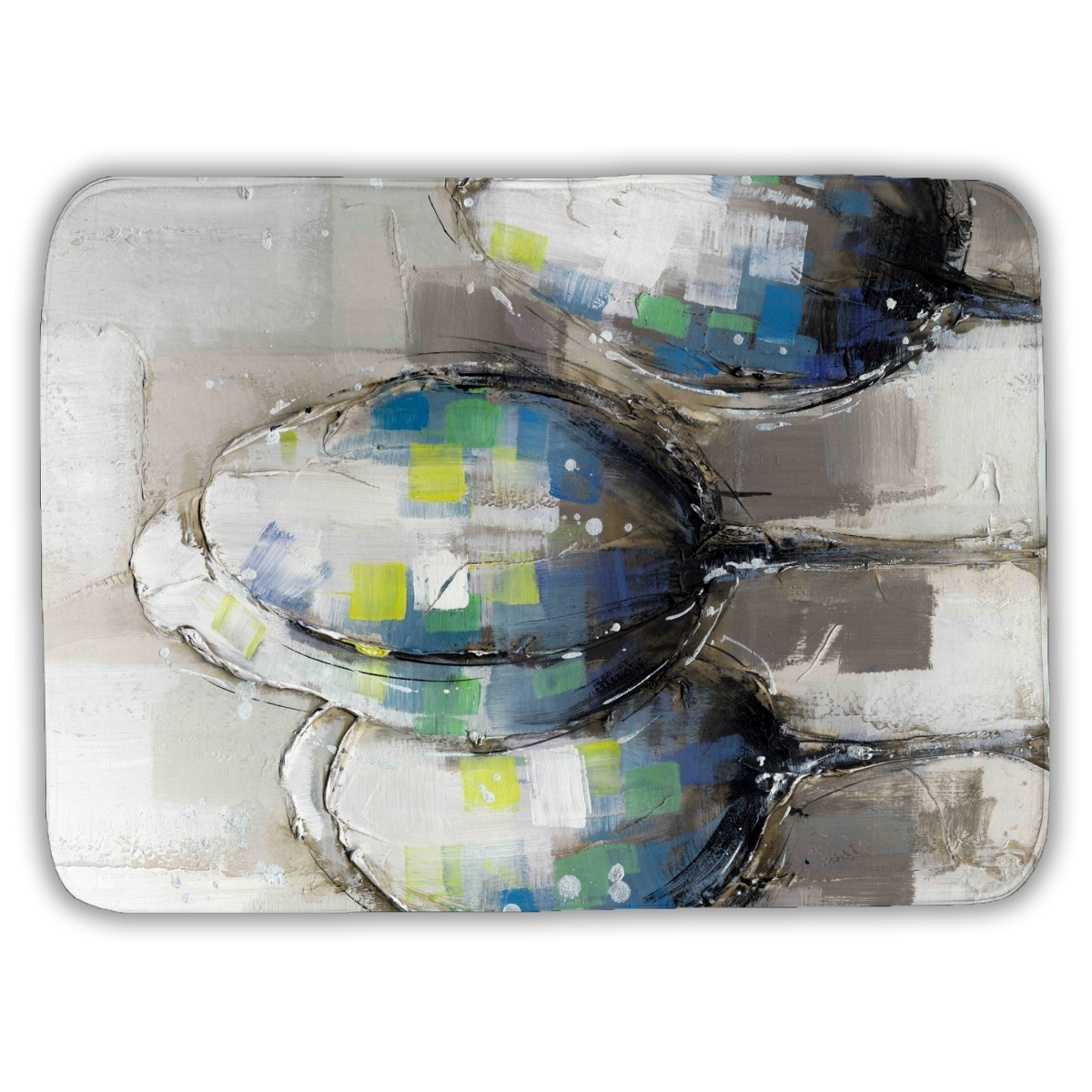 C1BM1724QWMVYY 17 x 24 in. Three Abstract Tulips Modern Blue Bath Mat - Home Decor