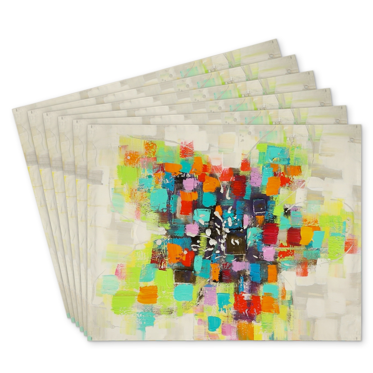 Picture of Begin Home Decor C6PP1418VJI140 14 x 18 in. Flowers Made of Squares - Polyester Placemat for Home Decor - Set of 6