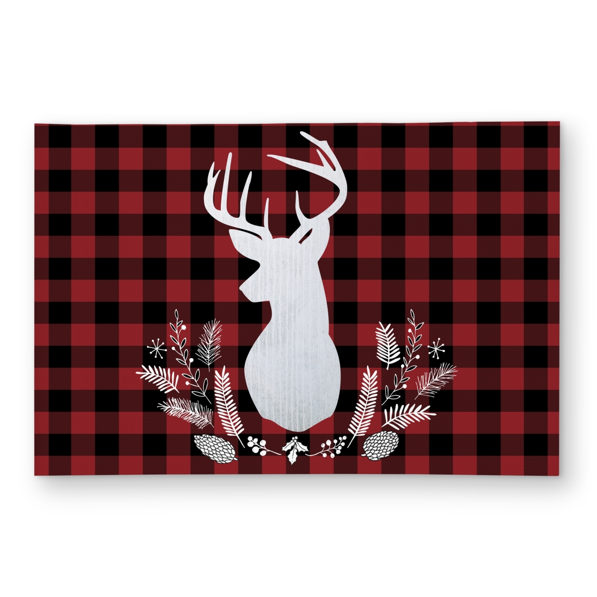 C1ROAR234ZP2A5 2 x 3 ft. Deer Plaid Black Pattern Outdoor Area Rug for Home Decor - Rectangle