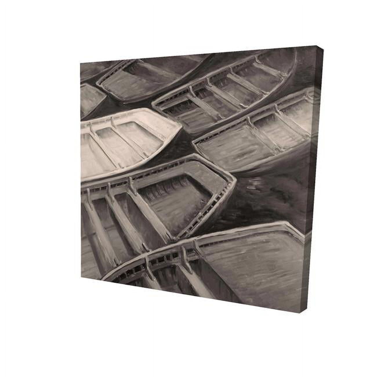 12 x 12 in. Small Canoes Sepia Style-Print on Canvas