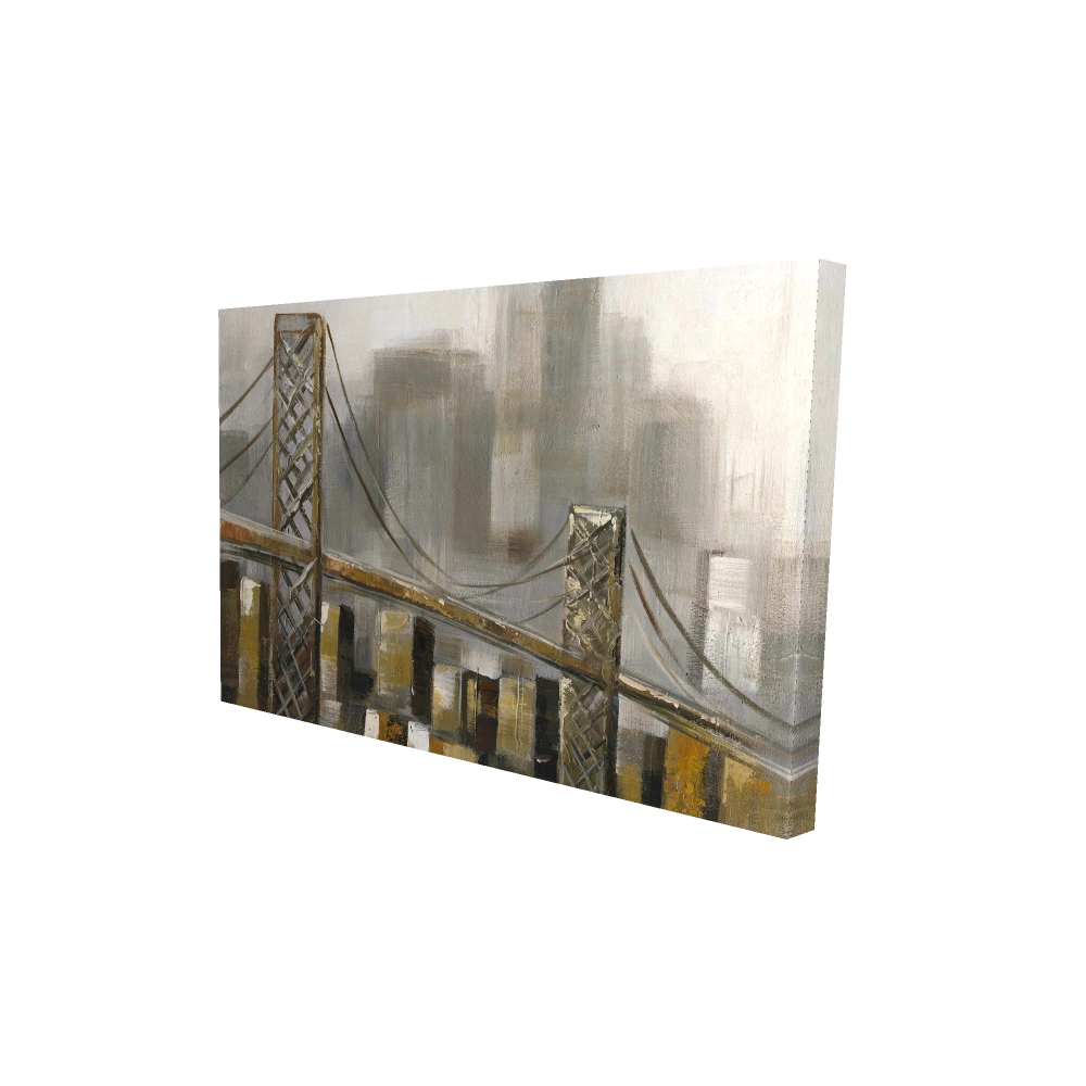 2080-2436-CI15 24 x 36 in. Bridge By a Cloudy Day - Office Bridge Canvas for Home Decor