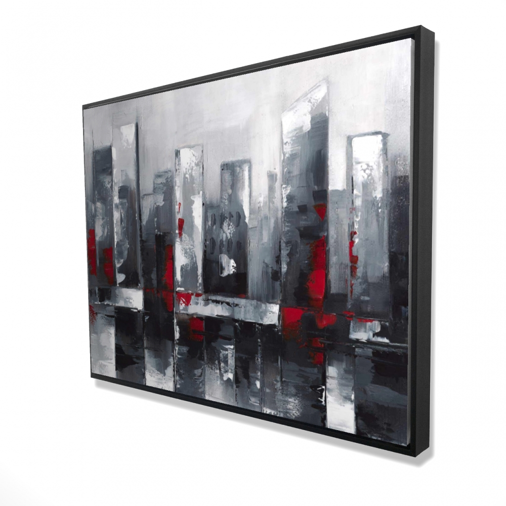 2081-3648-CI16 36 x 48 in. Abstract Cityscape - Office Cities Framed Canvas - Home Decor
