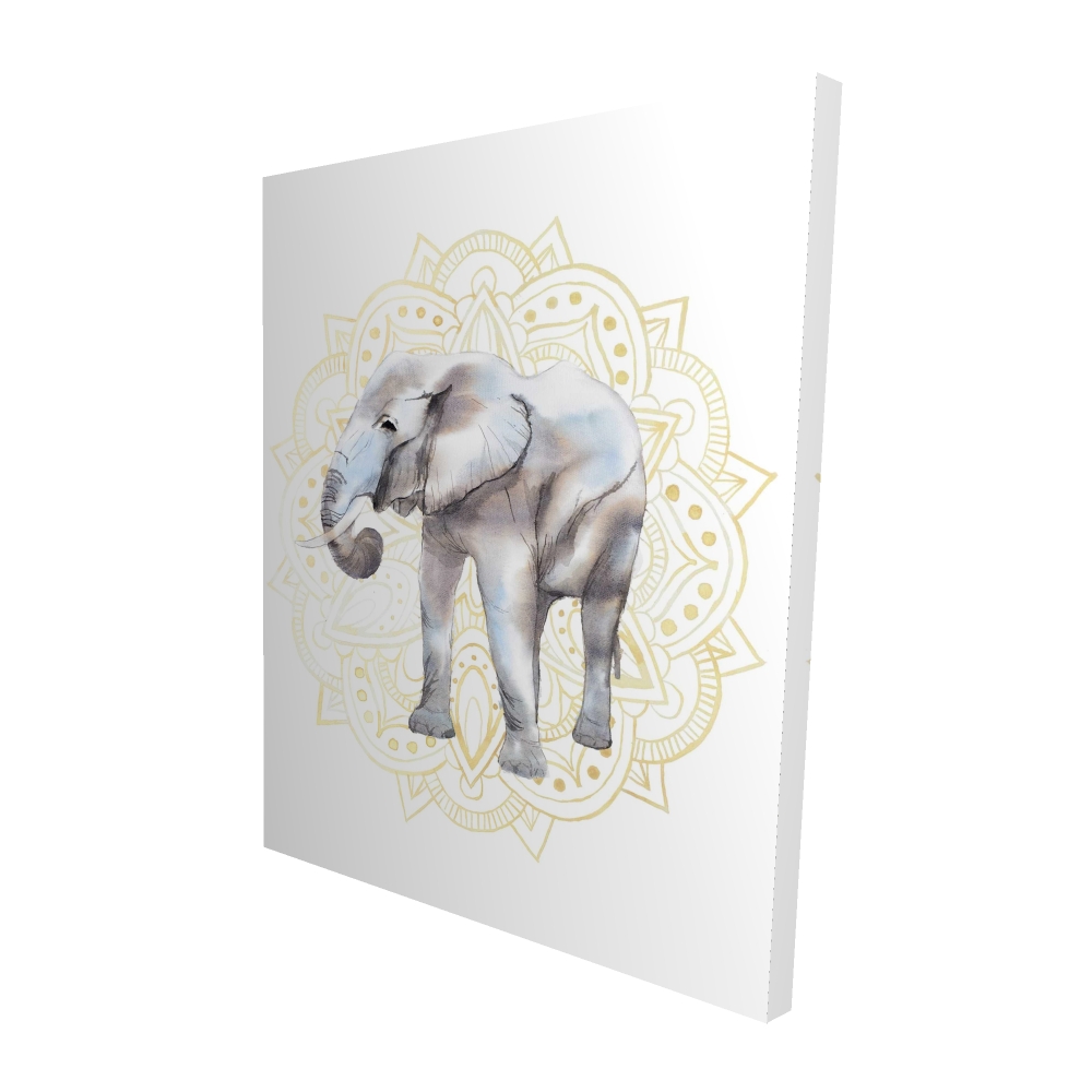 2080-6048-AN391 48 x 60 in. Elephant on Mandalas Pattern - Canvas Home Decor Art
