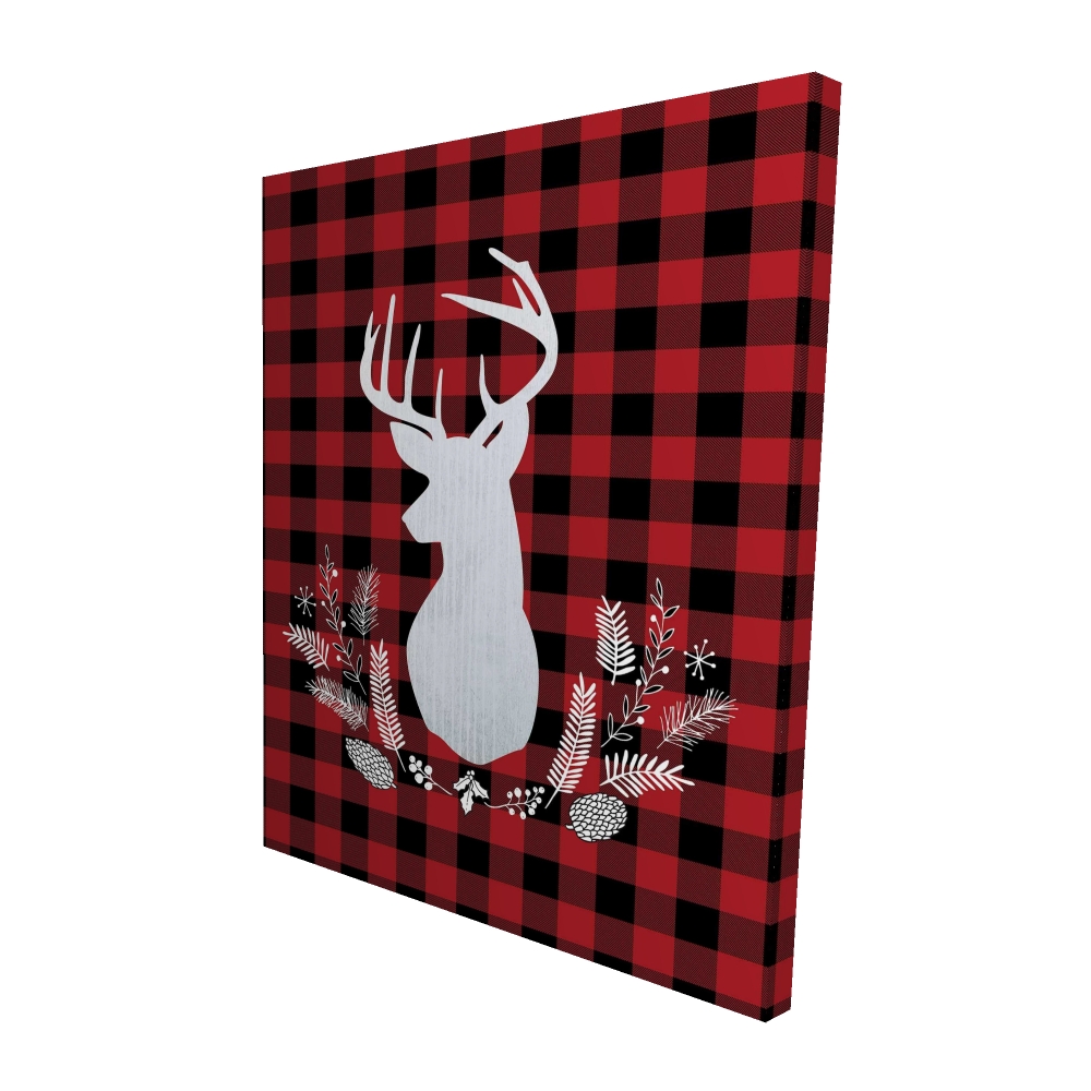 2080-6048-HO2 48 x 60 in. Deer Plaid - Rustic Pattern Canvas for Home Decor - Cozy Style