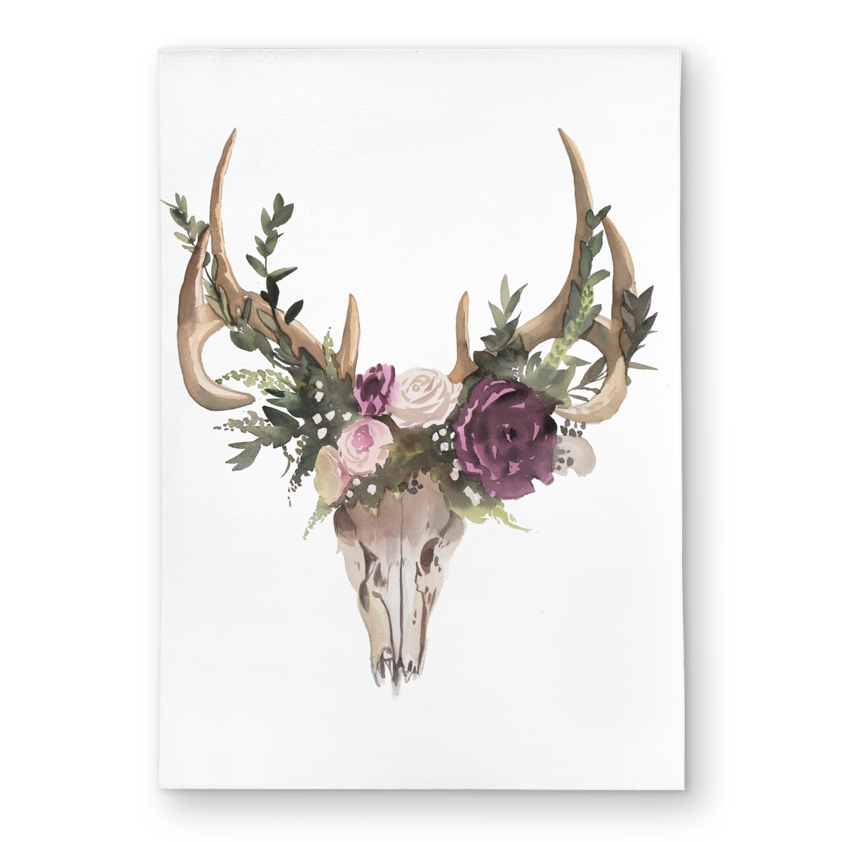 C1ROAR572O6JCT 5 x 7 ft. Deer Skull with Flowers - Outdoor Area Rug for Home Decor - Rectangle
