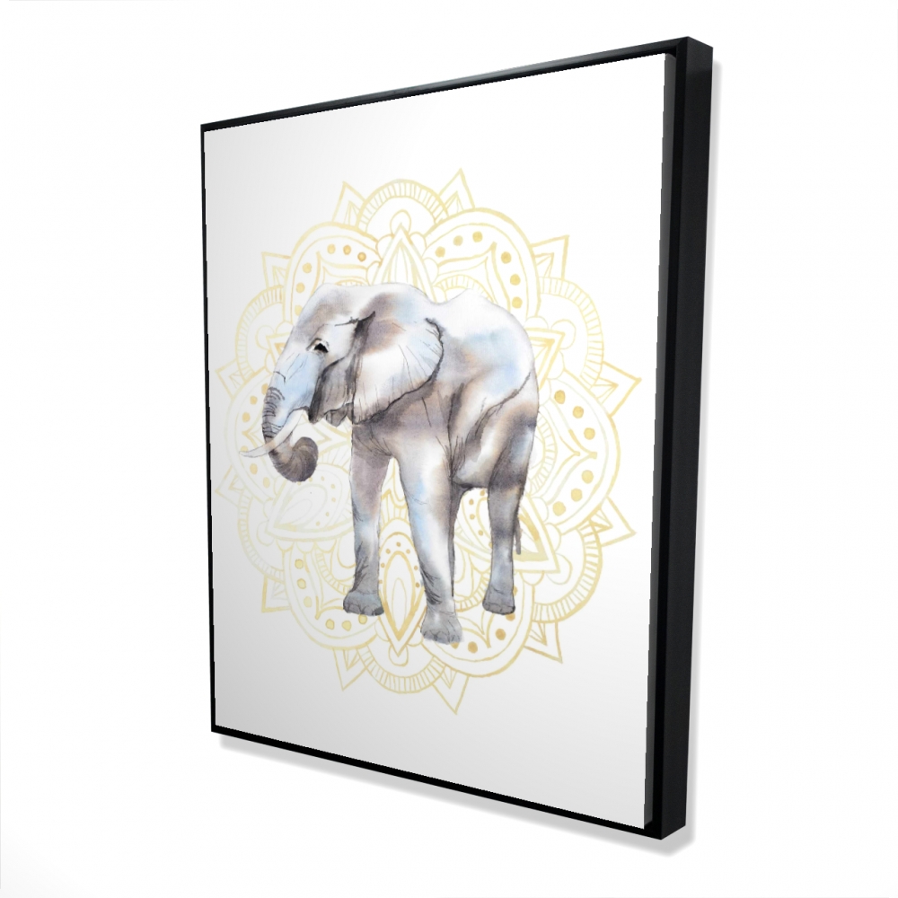 2081-6048-AN391 48 x 60 in. Elephant on Mandalas Pattern - Framed Canvas Home Decor
