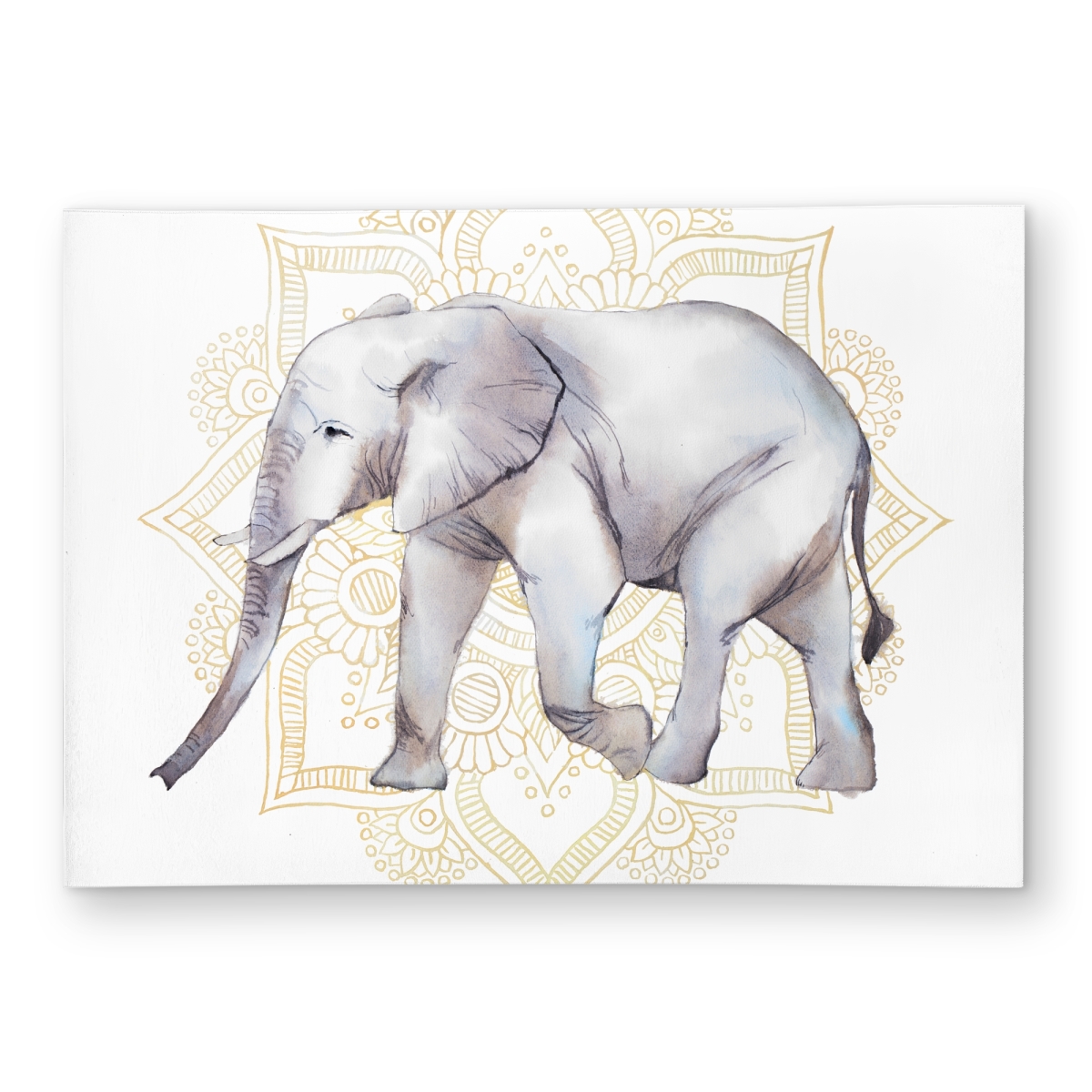 C1ROAR57K75ZDF 5 x 7 ft. Elephant on Mandalas Rug - Gray Spirituality Outdoor Decor - Rectangle