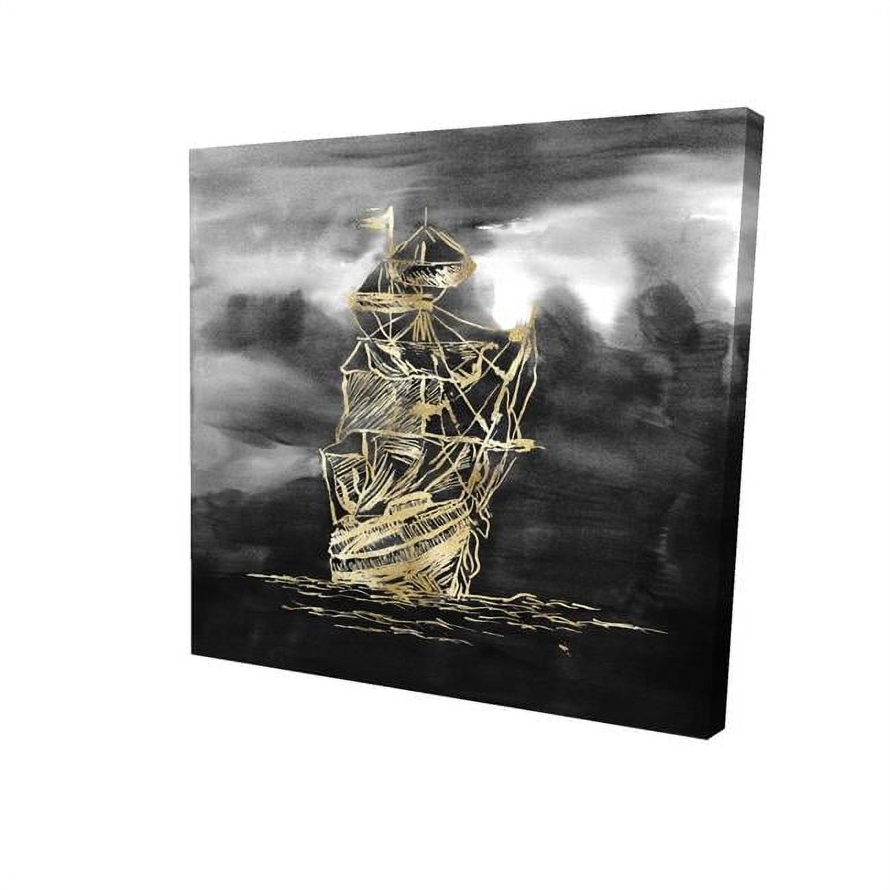 12 x 12 in. Sailing Little Ship Illustration Gold-Print on Canvas
