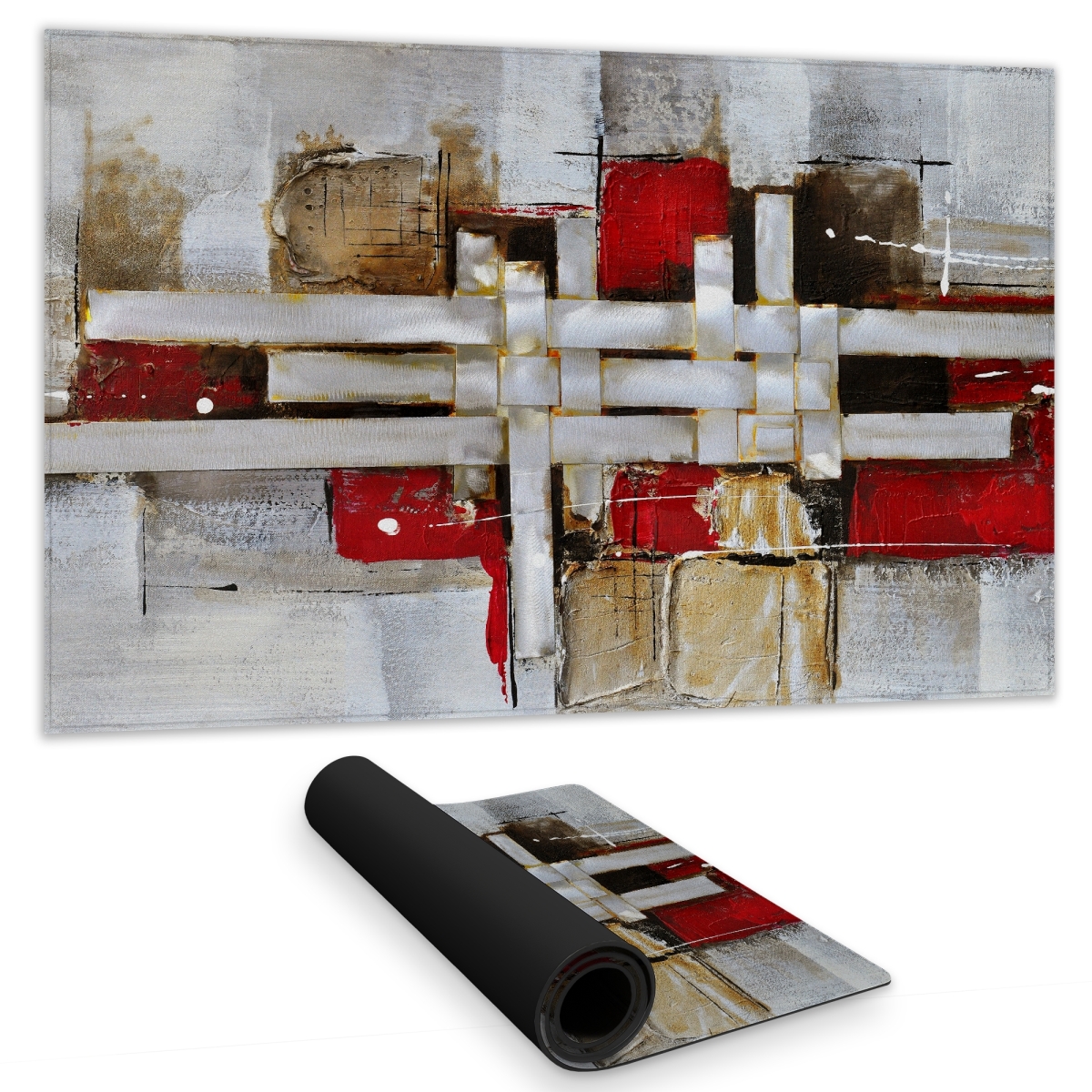 C1DM1424PKVERY 14 x 24 in. Abstract Intertwining Shapes - Modern Beige Gaming Mat - Home Decor