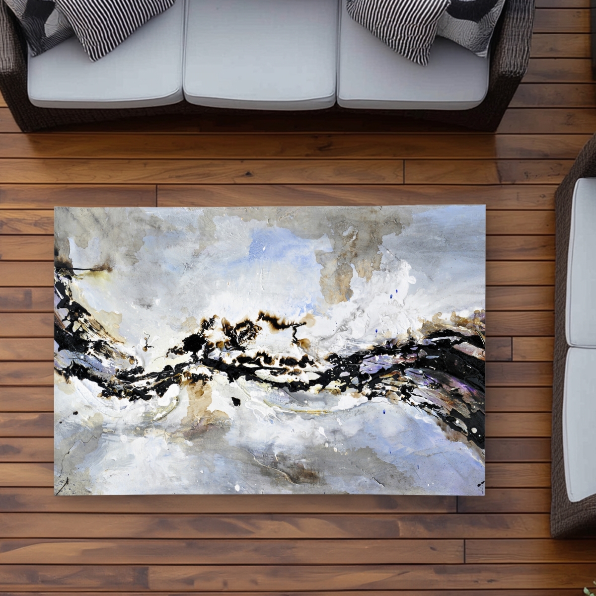 C1ROAR35L7FSP8 3 x 5 ft. Texturized Abstract Wave - Outdoor Area Rug for Home Decor - Rectangle