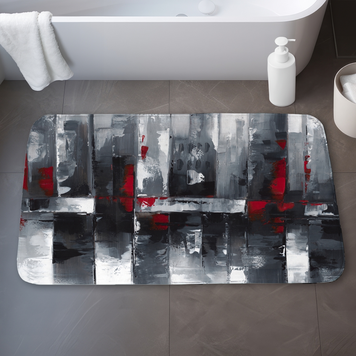 C1BM2134JSSOX9 21 x 34 in. Abstract Cityscape - Modern Building Bath Mat for Home Decor