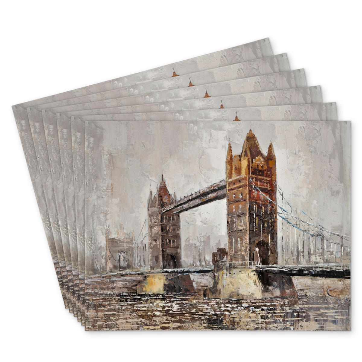 Picture of Begin Home Decor C6PP1418OUG1L8 14 x 18 in. London Tower Bridge Polyester Placemat - Home Decor Essential - Set of 6