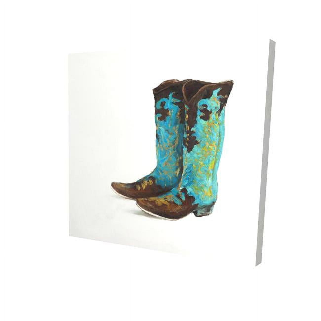 12 x 12 in. Blue Cowboy Boots-Print on Canvas
