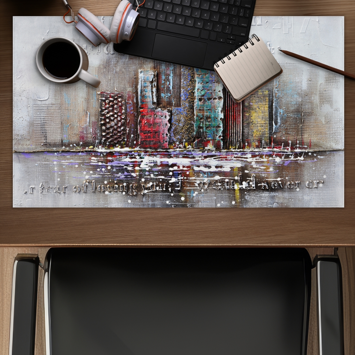 C1DM14244JW5PR 14 x 24 in. Cityscape with Typography Relief - Building Bedroom Gaming Mat