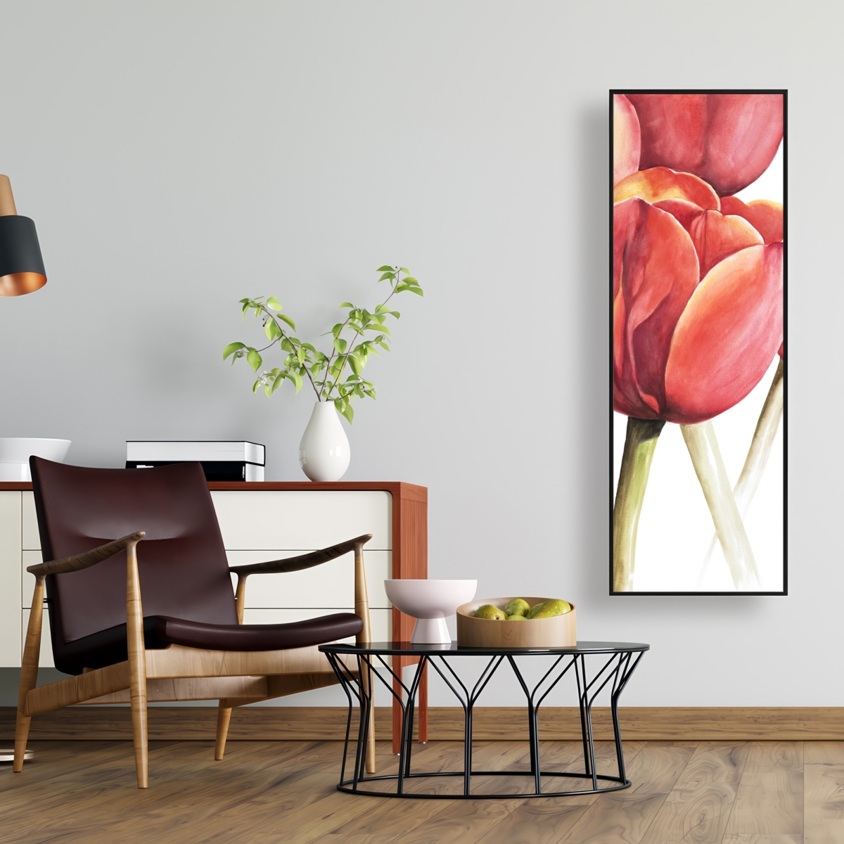 C1FC1648I84NIL 16 x 48 in. Blossoming Tulips Closeup - Red Framed Canvas - Home Decor