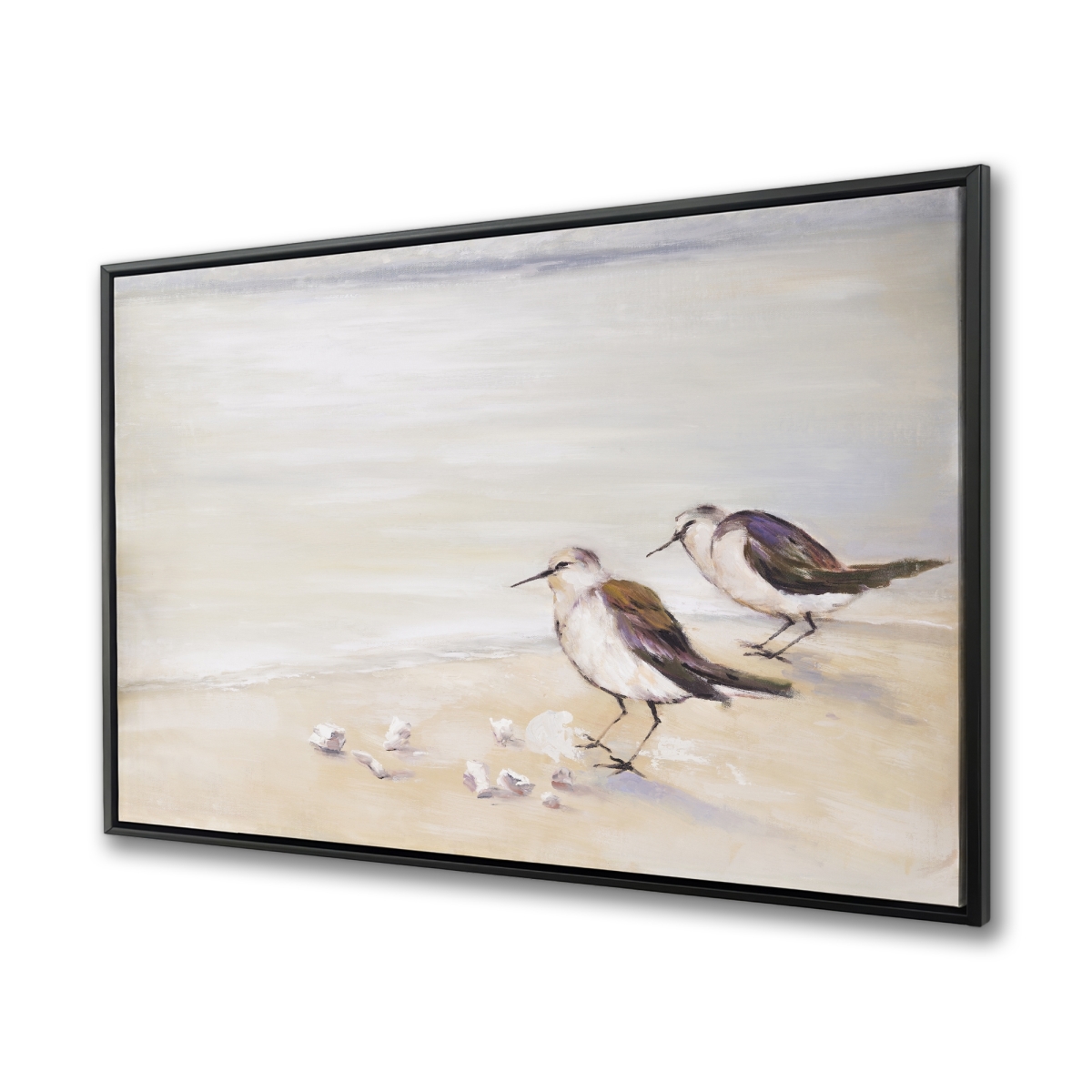 C1FC36480K0SHJ 36 x 48 in. Two Sandpipers on the Beach - Gray Coastal Framed Canvas
