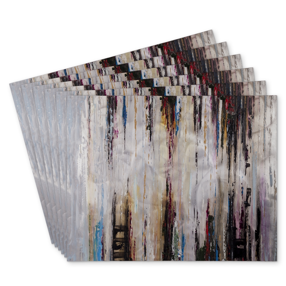 Picture of Begin Home Decor C6PP1418WETEL0 14 x 18 in. Abstract Runny Paint Polyester Placemat - Home Decor Accent - Set of 6