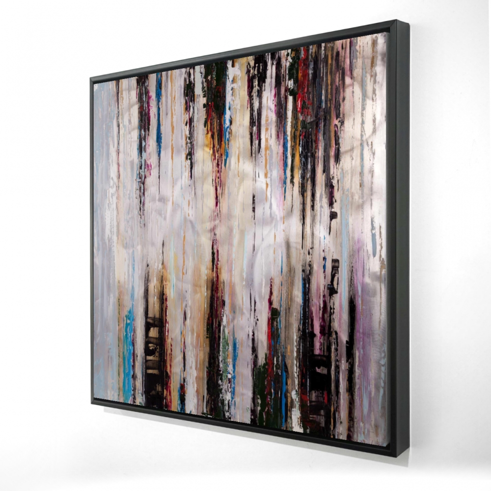 2081-3636-AB17 36 x 36 in. Abstract Runny Paint - Modern Framed Canvas for Home Decor