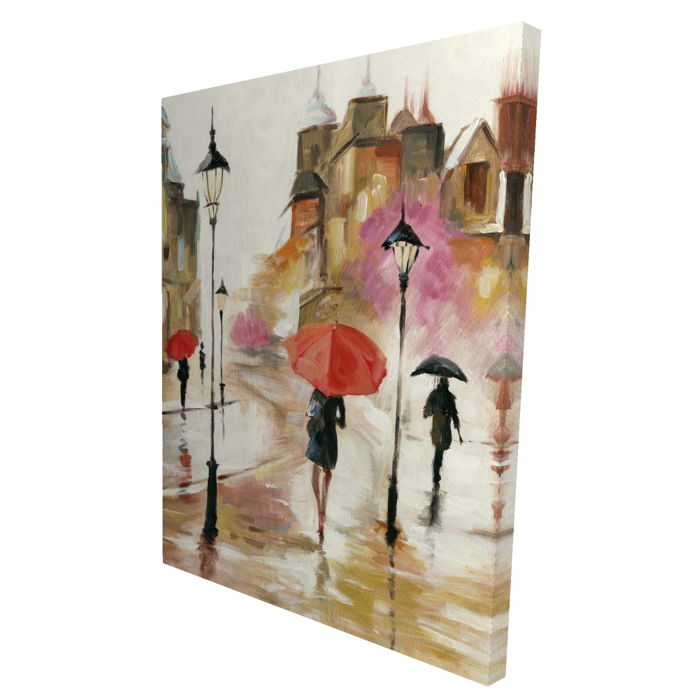 2080-4836-CI2 36 x 48 in. Passersby Under Their Umbrellas - Cities Woman Canvas Decor