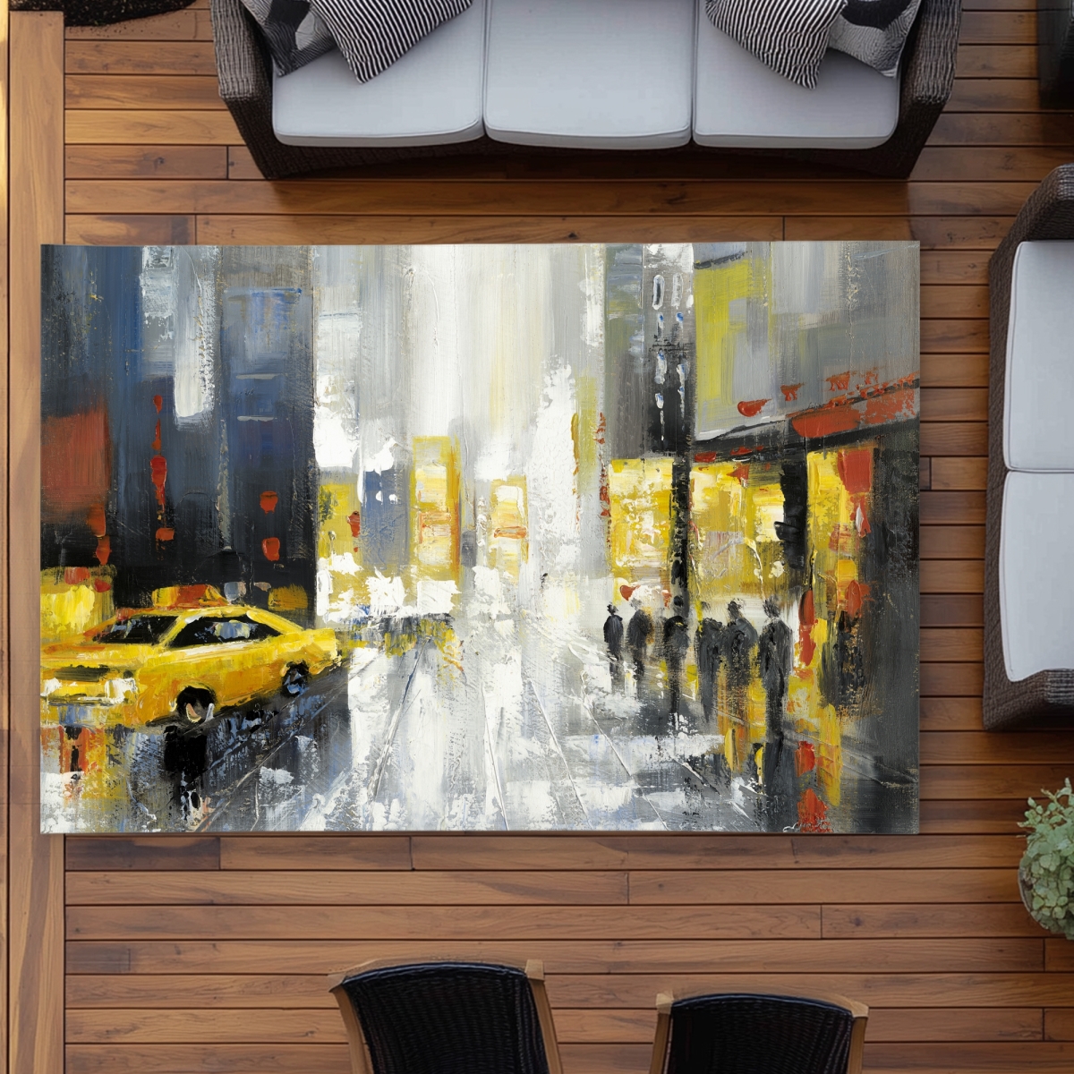C1ROAR57G9MT5I 5 x 7 ft. Rainy Busy Street Rug - Contemporary Outdoor Home Decor - Rectangle