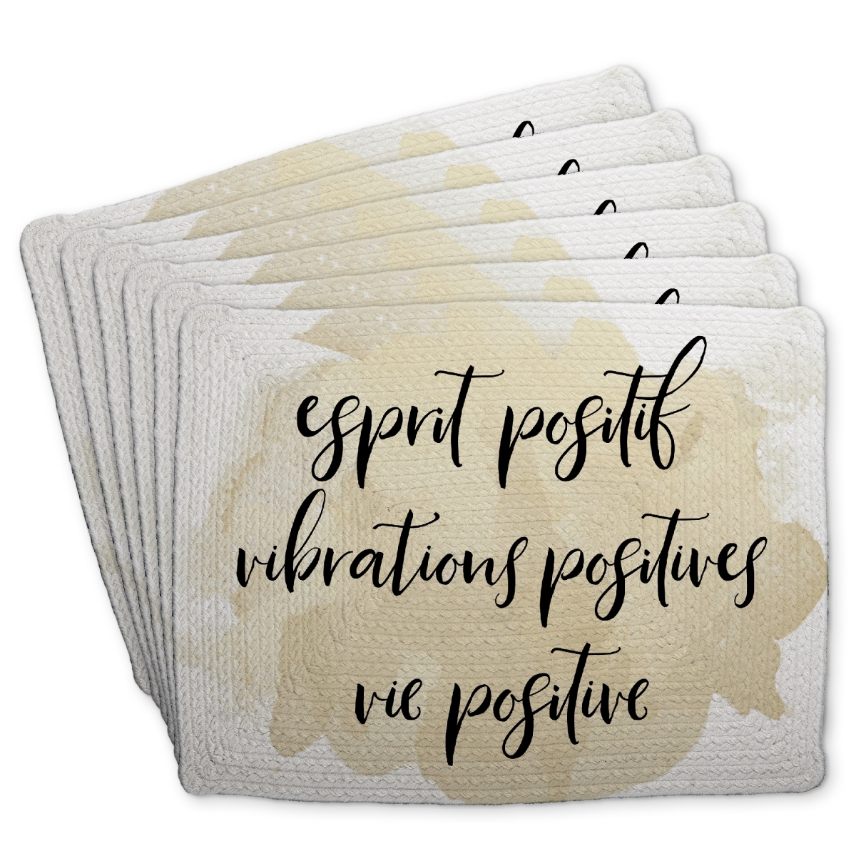 Picture of Begin Home Decor C6BP14186617Q8 14 x 18 in. Esprit Positif Vibrations Positives - Braided Polyester Placemat - Set of 6