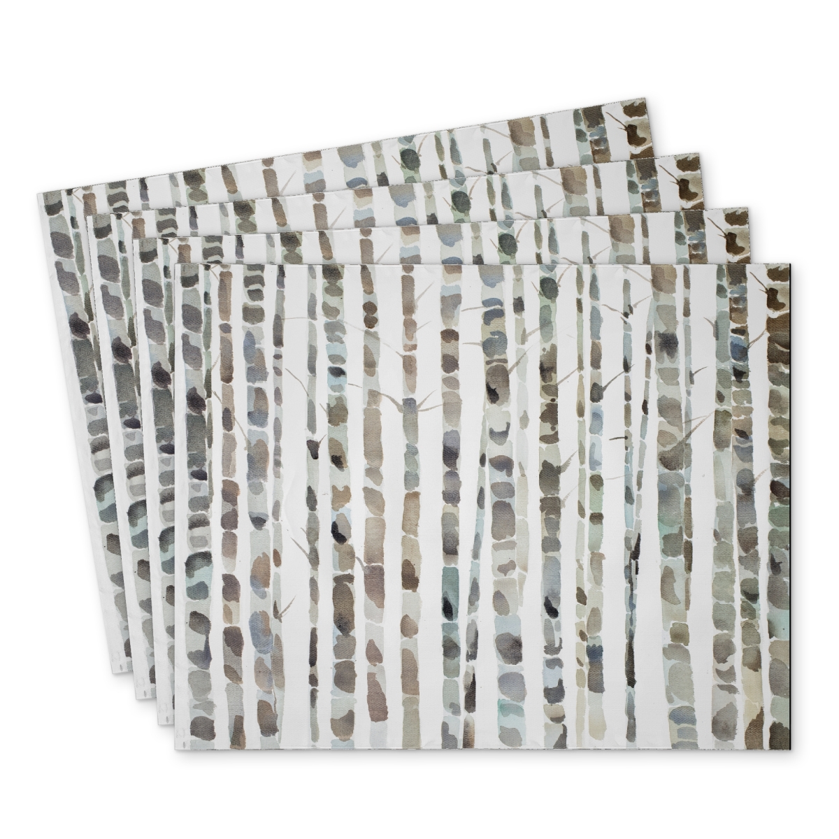 Picture of Begin Home Decor C4PP1418HBYNBY 14 x 18 in. Watercolor Birch Tree Forest Polyester Placemat - Home Decor - Set of 4