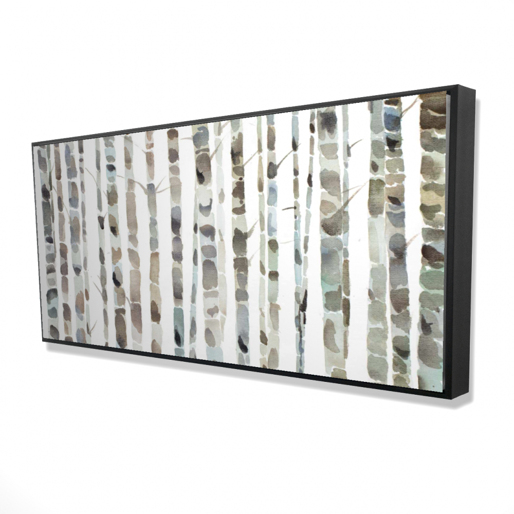 2081-2448-LA134 24 x 48 in. Watercolor Birch Tree Forest - Minimalist Framed Canvas Decor